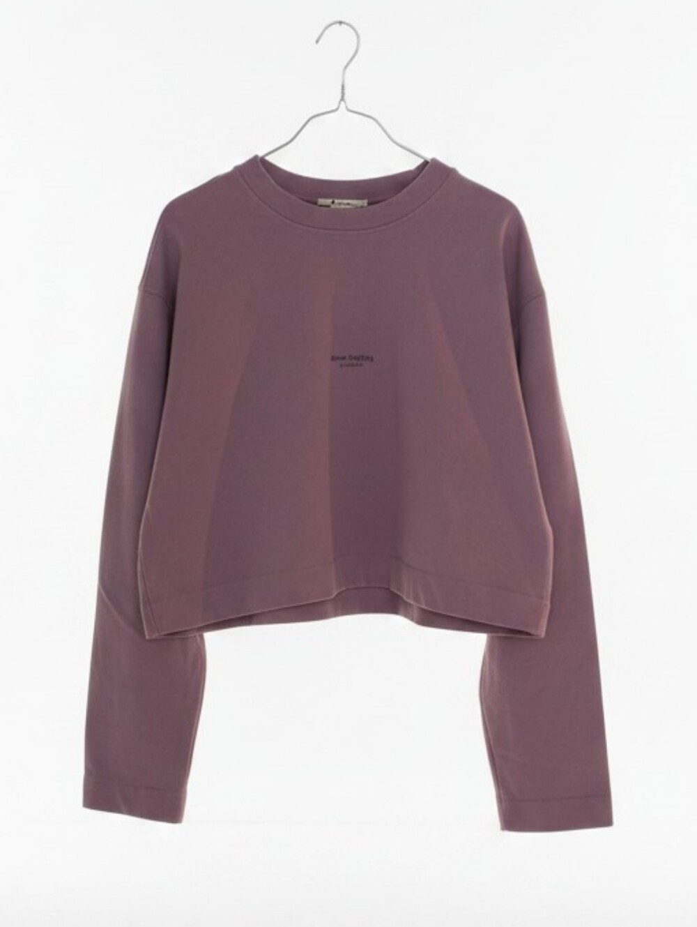 Acne Cropped Crewneck Sweatshirt in Dusty Purple